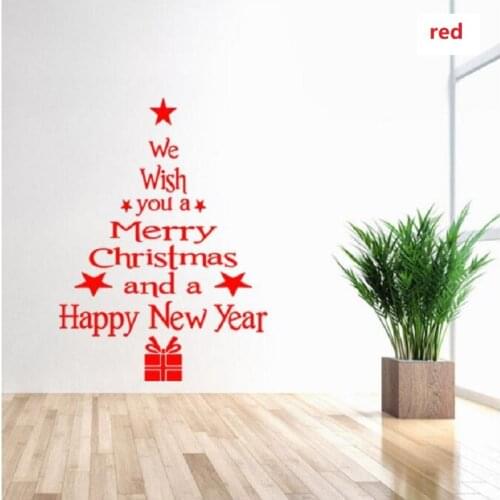 UBRUSH 43x24cm Wall Stickers PVC Christmas tree Decorative Stickers Two Color Red And White Wall Sticker