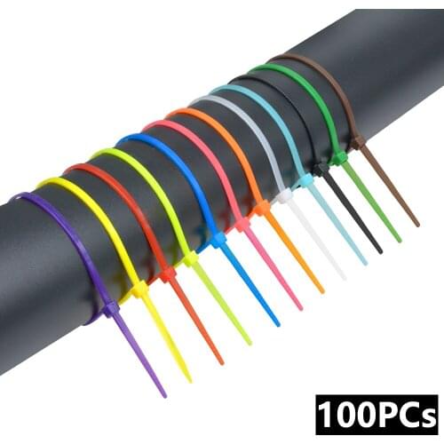100PCs/lot 8 Colors 100mm 2.5MM Nylon Cable Ties Self-Locking Strong Cable Plastic Zip Tie Wire Binding Wrap Straps