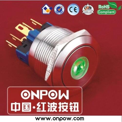 ONPOW 22mm stainless steel momentary dot illuminated pushbutton switch anti-vandal GQ22-11D/G/12V/S
