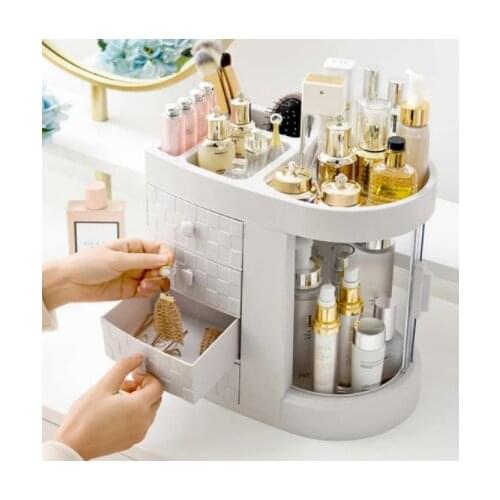 Dressing Holder Storage Box Transparent Rotation Window Lipstick Organizer for Cosmetic Brush Jewelry Make Up Organizer Box