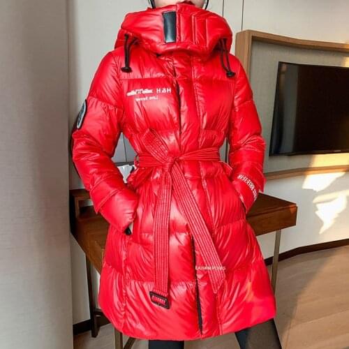 2021 New Winter Down Jacket Women With Belt Thick Warm White Duck Down Coat Clothing Outerwear High Quality Fashion Women Coat