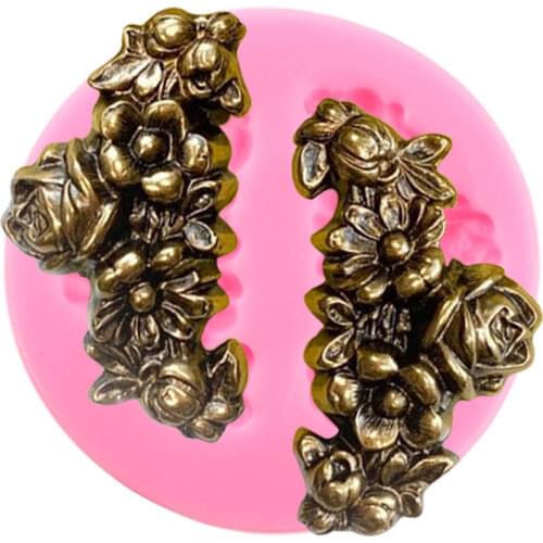 Baroque Scroll Relief Flower Silicone Mold DIY Party Fondant Molds Cupcake Topper Cake Decorating Tools Chocolate Candy Moulds