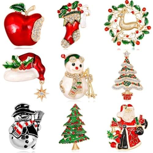 Christmas Gifts Nice Red Shoe Boot Tree Animal Brooches Pins For Women Full Rhinestones Christmas Brooches For The New Year