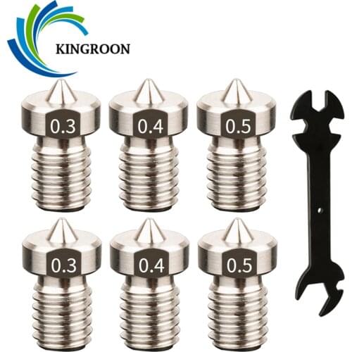 KINGROON 5pcs E3D V5 V6 Nozzle M6 Thread Titanium Alloy Nozzles 3D Printer Extruder Hotend Nozzle for 1.75mm Filament