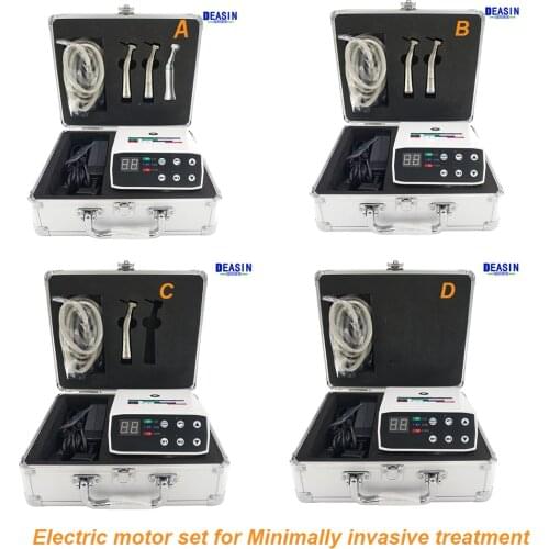1 Set DEASIN micro motor dental electric motor portable system+low speed 1:1/1:5 red /16:1 handpiece contra angle led handpiece