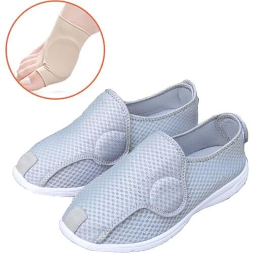Spring summer Professional diabetes health care shoes middle-aged elderly foot swollen shoes Front Opening Breathable Flat Shoes