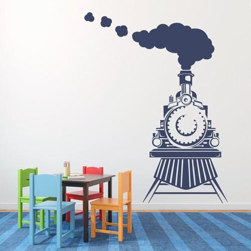 Cartoon Train Wall Sticker Vinyl Front view of Train Wall Decals for Boys Bedroom Nursery Decoration Waterproof Wallpaper X732