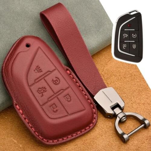 Hight quality Leather 5 Buttons Smart Key Case Cover Shell Holder For Cadillac CT5 2019 2020 Remote Keyless Fob Car Accessories