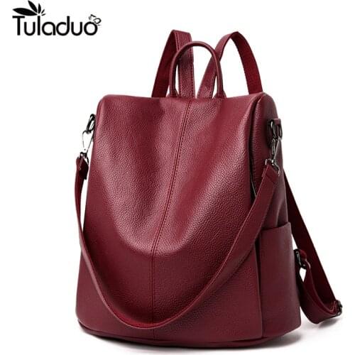 High Quality Leather Ladies Backpack Fashion Bag Teen Girl Casual Ladies Black Backpack College Travel