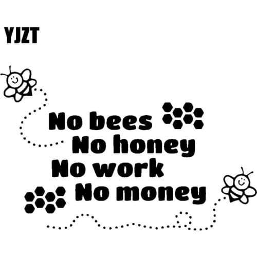 YJZT 18.2CM*11.6CM Beekeeper Bees Honey Beekeeping Car Sticker No Bees No Honey Cute Vinyl Decal Black/Silver C19-0075