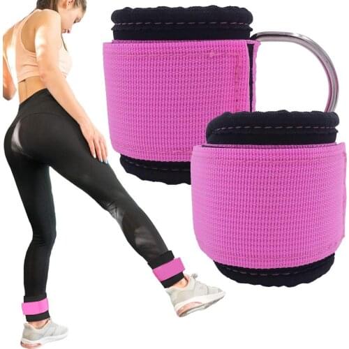 1Pair D-Ring Ankle Strap Attachment for Cable Machines Resistance Training Ankle Cuffs for Legs Abs Glute Exercises