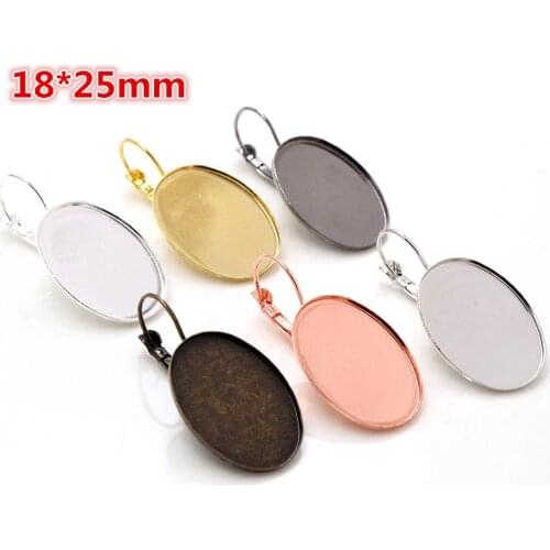 18x25mm 10pcs 6 Colors plated High Quality French Lever Back Earrings Blank/Base,Fit 18x25mm Oval glass cabochons