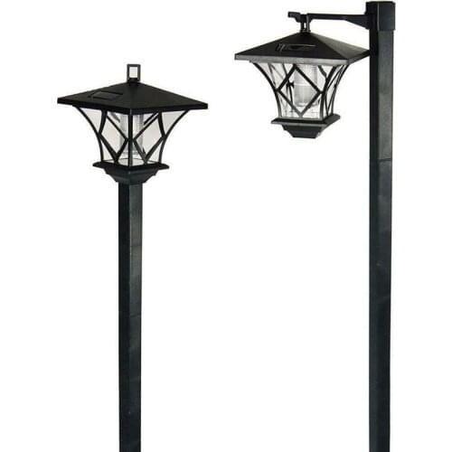 2 Pcs LED Solar Powered Traditional Garden Lamp Post Lamppost Lantern Light Decor