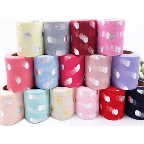 25 Yd Stamping Golden Dot Tulle Sequins Fabric Diy Baby Shower Wedding Party Home Decoration Headwear Hair Accessories Supplies