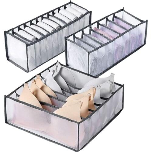 3Pcs/Set Foldable Underwear Bra Organizer Storage Box Drawer Closet Organizers Divider Boxes Bedroom Wardrobe Closet Organizer