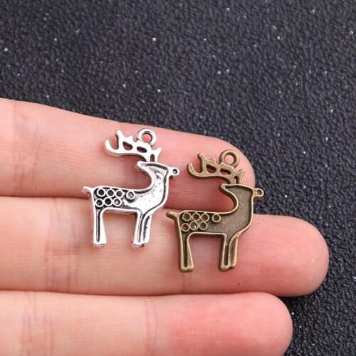 8pcs 18*23mm Two Color Sika Deer Animal Charms Pendant Findings Accessories DIY Vintage Choker Necklace
