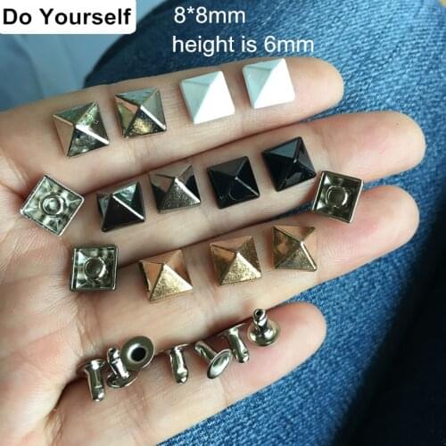 Free Shipping - 120 Set of 8*6mm Pyramid Rivet Studs,DIY Metal Spike Rivet For Shoes,Bags,Clothing,Leather Crafts,Gold
