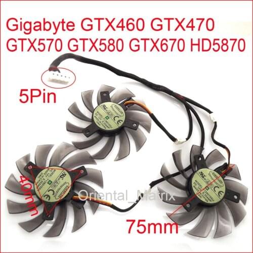Free Shipping 3pcs/lot T128010SU 75mm For Gigabyte GTX460 GTX470 GTX570 GTX580 GTX670 HD5870 Graphics Card Cooling Fan