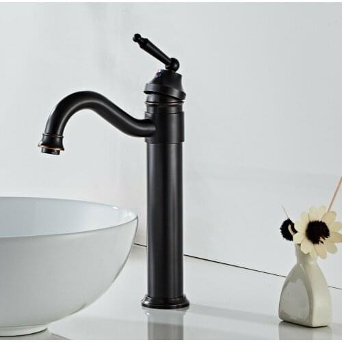 Oil Rubbed Bronze Kitchen Bathroom Faucet Vessel Sink Basin Swivel Mixer Tap Lavatory One Hole / Handle Hot and Cold Water Taps