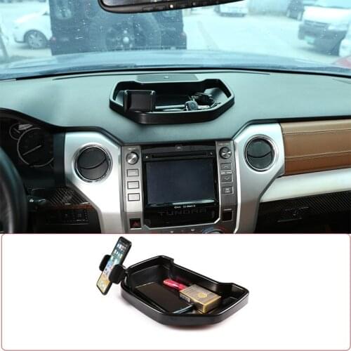 For Toyota Tundra 2014-2020 ABS Black Central Control Dashboard Phone Holder Storage Box Phone Holder Tray Car Accessories