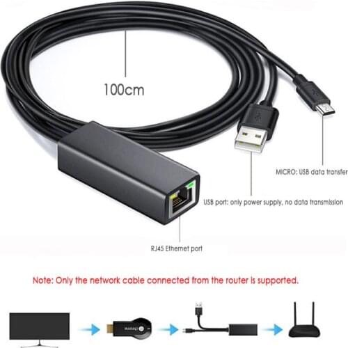 For Chromecast Ethernet Adapter USB 2.0 To RJ45 For Google For Chromecast 2 1 Ultra Audio TV Stick Micro USB Network Card