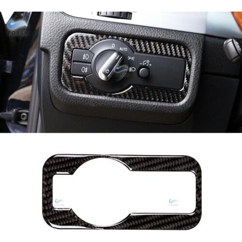 For VW Touareg 2011 2012 2013 2014 2015 2016 2017 2018 Carbon Fiber Car Interior Headlight Switch Frame Sticker Cover Trim