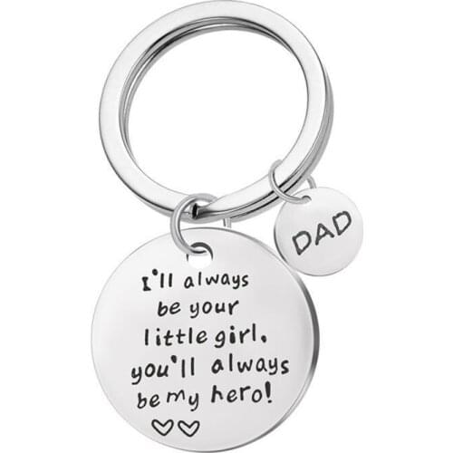 European and American hot selling jewelry stainless steel round key chain DAD customizable accessories pendant