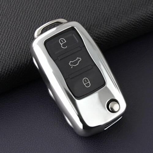 Flip Car Key Fob Cover Case Shell For Volkswagen Golf MK6 Passat B7 Jetta Polo Tiguan Touran Eos Beetle Scirocco UP! Silver