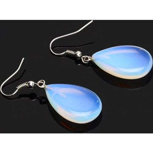 FYSL Silver Plated Water Drop Opalite Opal Dangle Earrings for Women Party Gift Jewelry