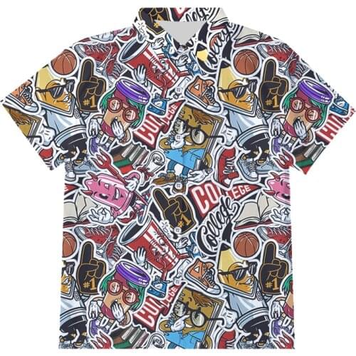 IFPD 3D Funny Print Button Shirts Hipster Casual Abstract Hoody Anime Campus Graffiti Short Sleeve Harajuku Shirt Streetwear 6XL