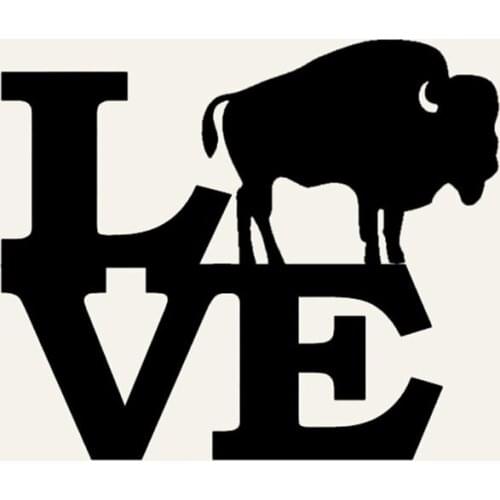 Buffalo Love Cute Wild Animals Sticker Window Motorcycles Door Vinyl Decal Strong Bison Rocky Mountain Faithful 13x13cm