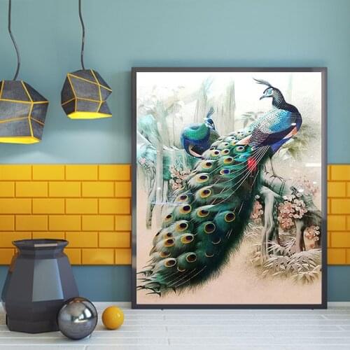 Forest peacock golden peacock colorful oil painting DIY painting digital art painting digital family Hotel decorative painting