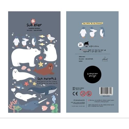 Korean Import Brand Suatelier Kawaii Sea Animals Stickers Scrapbooking Diy Bullet Journal Diary Stationery Sticker Art Supplies