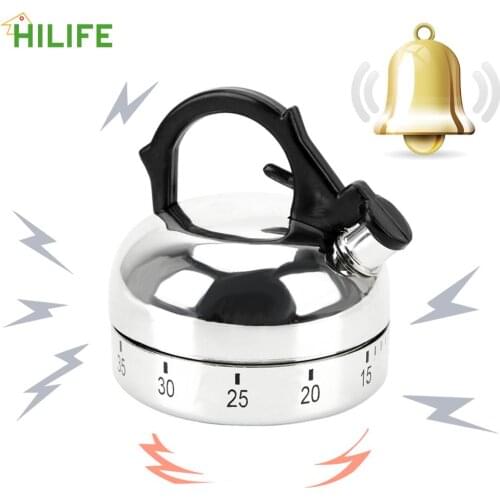 60 Minutes Kitchen Timer Plastic Mechanical Timer Countdown Alarm Reminder Cooking Reminders Tools Kettle Shape
