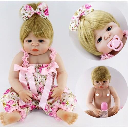 Bebes reborn cheap fashion full silicone reborn baby girl dolls for child gift blond hair newborn real alive bonecas