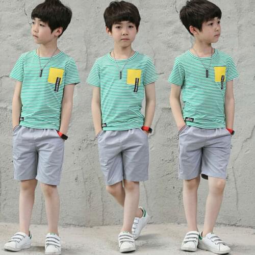 Summer Boys Clothes New Casual Children Clothing Sets Short Sleeve T Shirt +Short Pants Kids Suit For Boys 3 4 6 8 10 12 Years