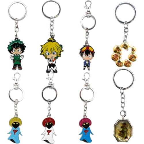 Cartoon Trinket Keychain Enamel Metal Keyrings Backpack Car Key Holder Anime Jewelry Key Chains llavero