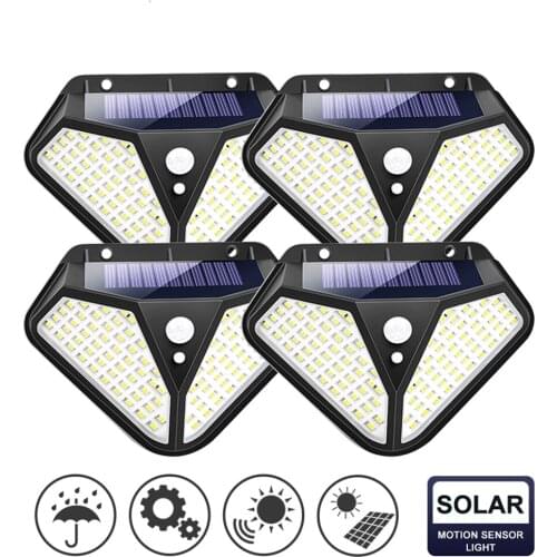NEW 102/100 LED Solar Powered Light 3 Modes PIR Motion Sensor Solar Wall Lamp Outdoor Waterproof Garden Yard Security Lights