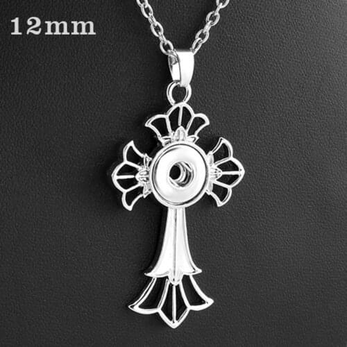 NEW CROSS DIY 12mm snap button jewelry Necklace XH979