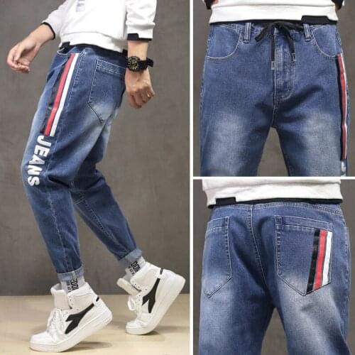 Plus Size M-10XL New High Quality Jeans Loose Plus Size Casual Stretch British Fashion Small Feet Washed Zipper Pocket Denim