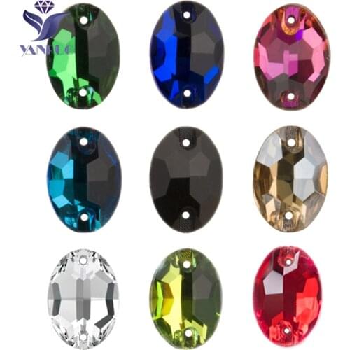 YANRUO 3210 Oval Glass Sewn Rhinestone Glass Sew On Stones Sticker Dance Applque Sewing Rhinestone For Wedding Dress