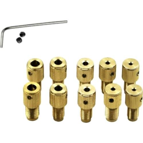 M7/M8 Drill Chuck Copper Clamp Micro Drill Bit Fixture Brass Electric Motor Shaft for 0.7mm-5mm Mini Drill Multi Tool W/ Wrench