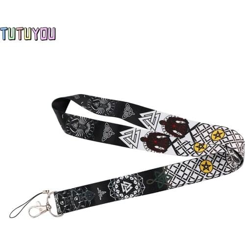 PC3203 Cool Viking Pattern Lanyards Id Badge Holder Keychain ID Card Pass Gym Mobile Badge Holder Lanyard Key Holder