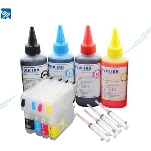 LC38 LC39 LC61 LC65 LC980 LC985 LC990 LC1100 Refillable Ink Cartridge For Brother DCP-J125 185C 195C J315W with 400ML Refill Ink