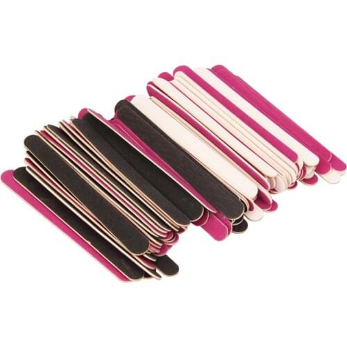 200Pcs/lot White and Purple Wooden Nail File 180 Wood Emery Board Nail File Manicure Pedicure Tool Wholesale