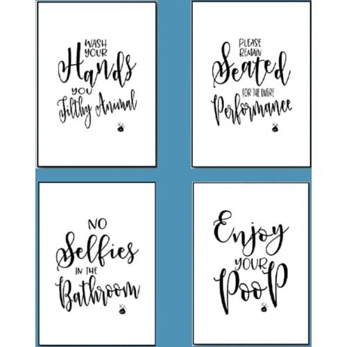 Inkjet print poster canvas picture factory direct simple modern bathroom quote proverb art black toilet inspirational