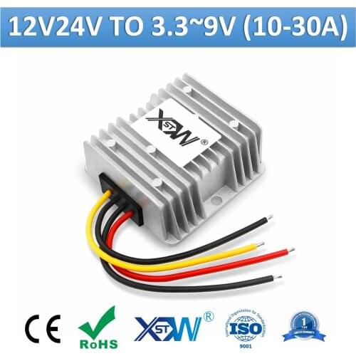 XWST DC to DC Buck Converter 12v 24v to 3.3V 3V 3.7v 4.2v 6v 7.5v 9v Step Down Voltage Reducer 10A-30A Power Supply