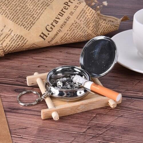 KvJJL Portable Ashtray Key Chain Ring Stainless Steel Pill Cigarette Case Organizer Medicine Drug Container Mini Storage Box