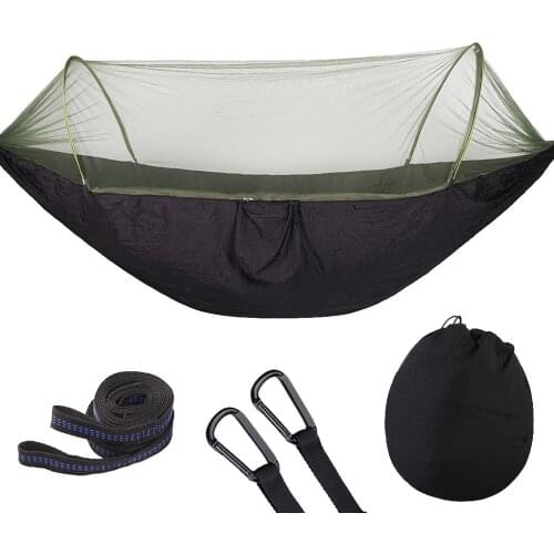 Portable Parachute Outdoor Camping Hammock with Mosquito Net Straps Carabiners