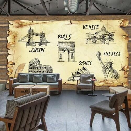 Dropship 3D Custom Photo Wallpaper Hand Parnted Sign Building Business Hotel Restaurant Decoration Background Wallpaper Mural